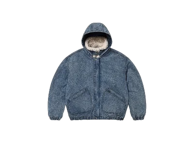 Faux Shearling Lined Bomber Jacket デニム M BLANKNYC Faux Shearling Lined Denim Bomber Jacket