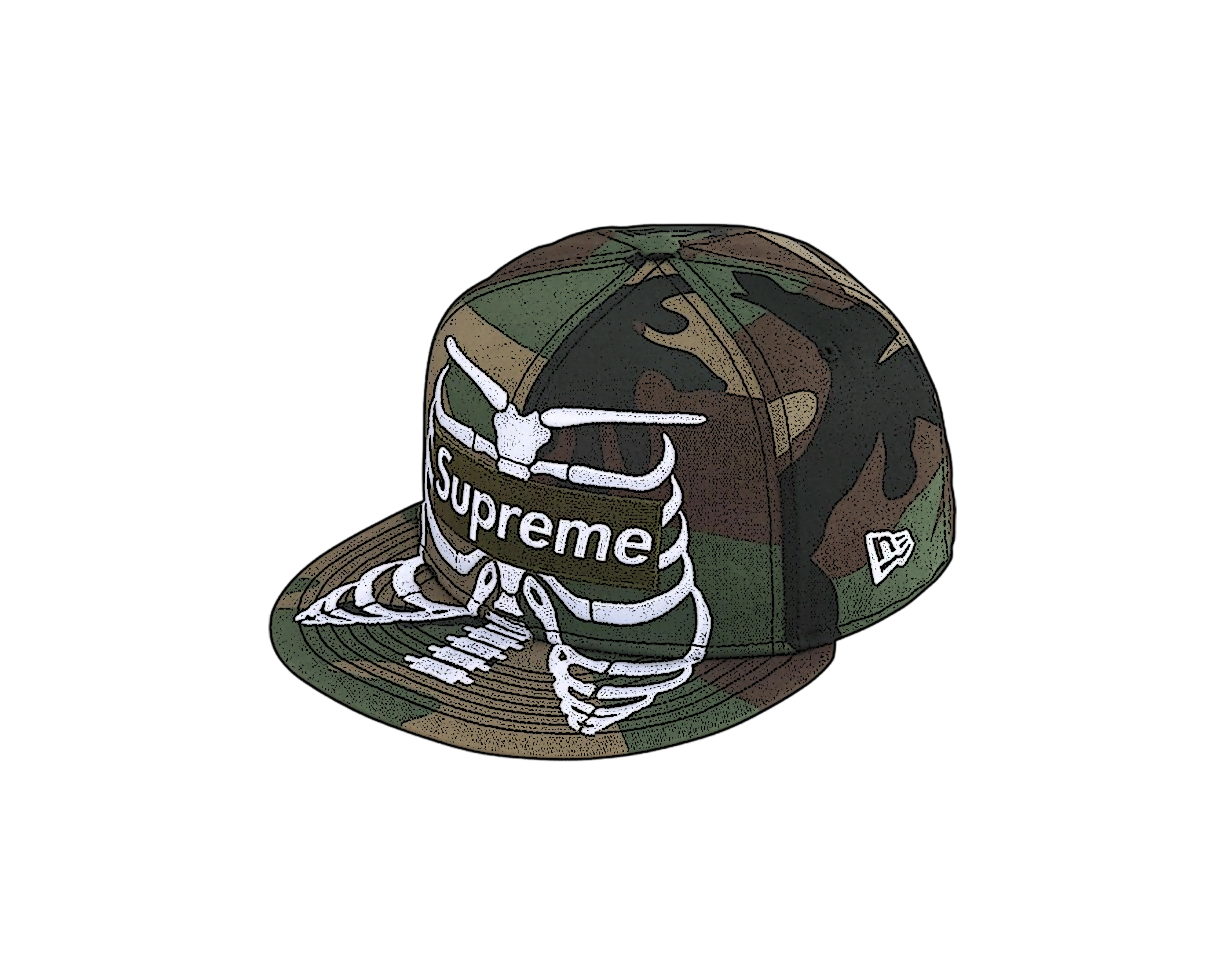 Supreme Bones Box Logo New Era ウッドランドカモ Supreme Bones Box Logo New Era (SS25) - $54