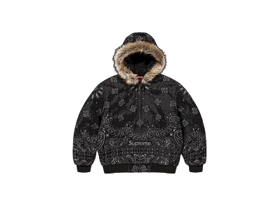 CARRYME/Supreme Bandana Jacquard Denim Hooded Work Jacket Red