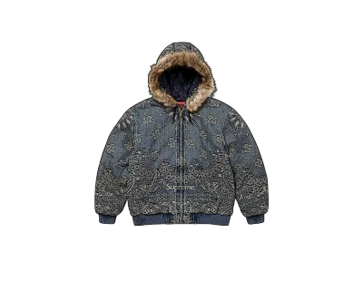 CARRYME/Supreme Bandana Jacquard Denim Hooded Work Jacket Blue