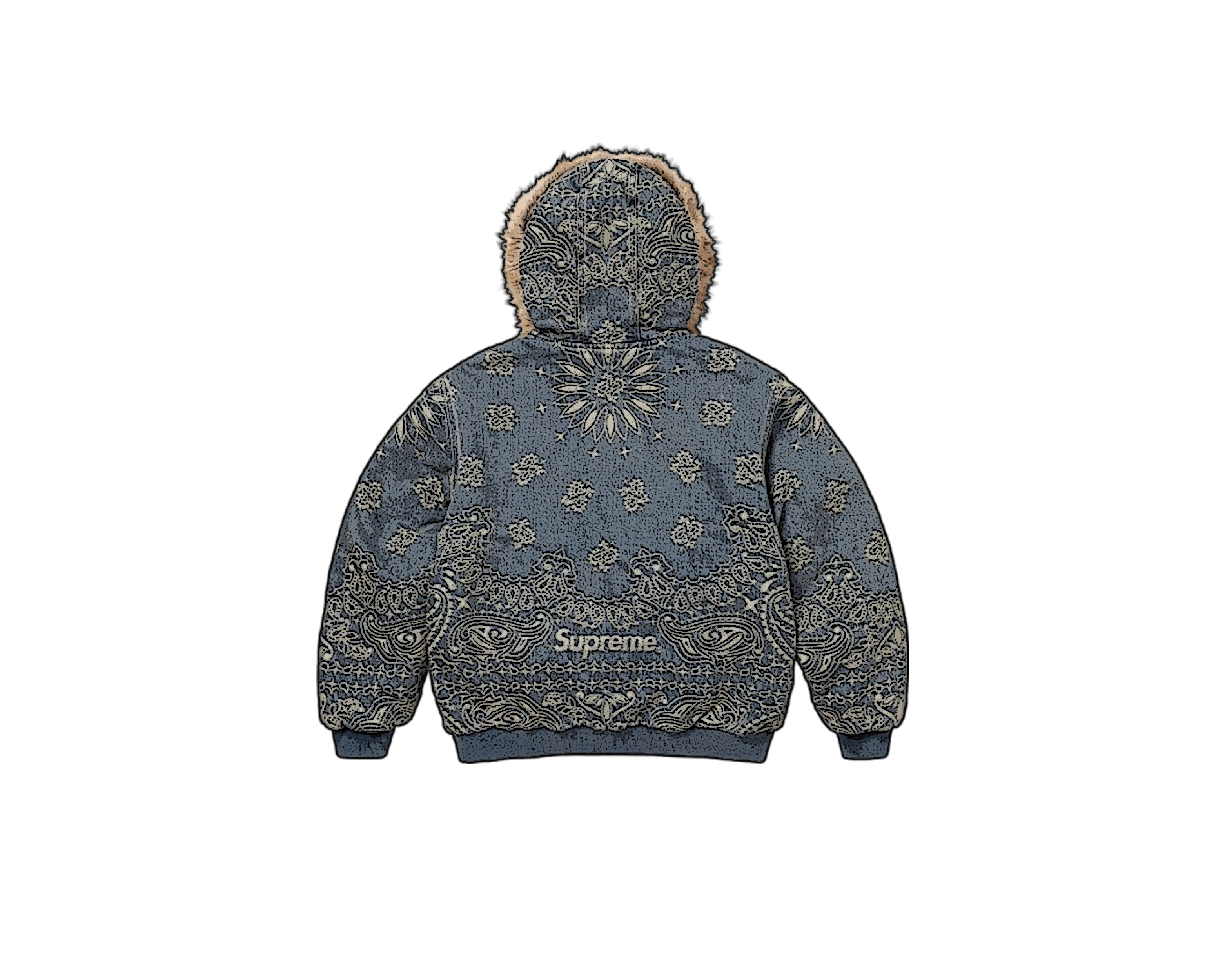 CARRYME/Supreme Bandana Jacquard Denim Hooded Work Jacket Blue