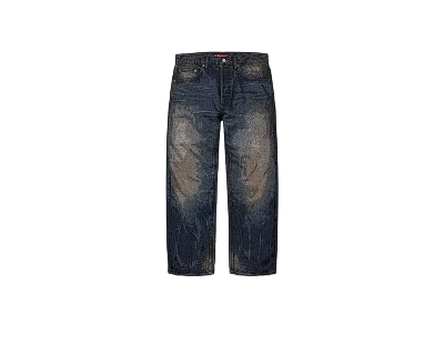 CARRYME/Supreme Distressed Loose Fit Selvedge Jean Washed Grey