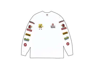 トップス Supreme SpongeBob Castelli Racing White Supreme SpongeBob/Castelli Racing L/S Tee White - Released