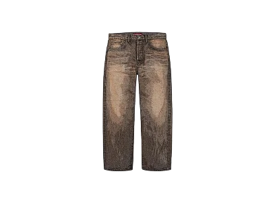CARRYME/Supreme Distressed Loose Fit Selvedge Jean Washed Grey