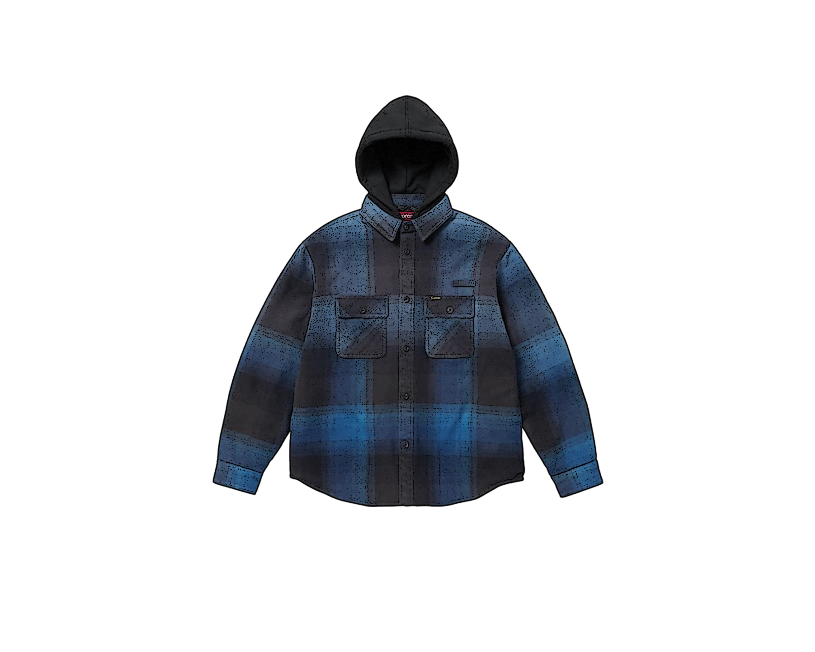 CARRYME/Supreme Quilted Lined Hooded Flannel Shirt Blue
