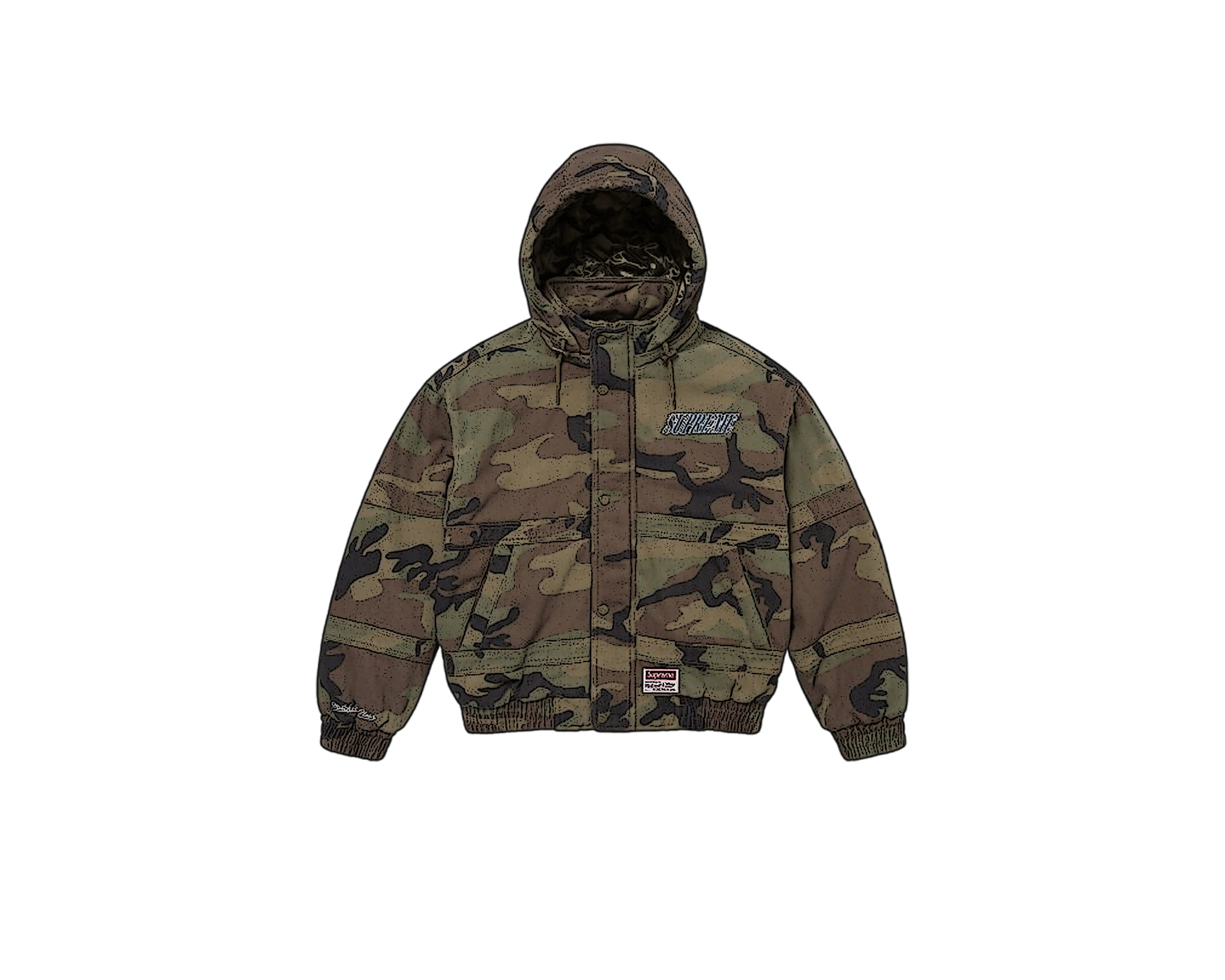 CARRYME/Supreme × Mitchell & Ness Twill Stadium Jacket Woodland Camo