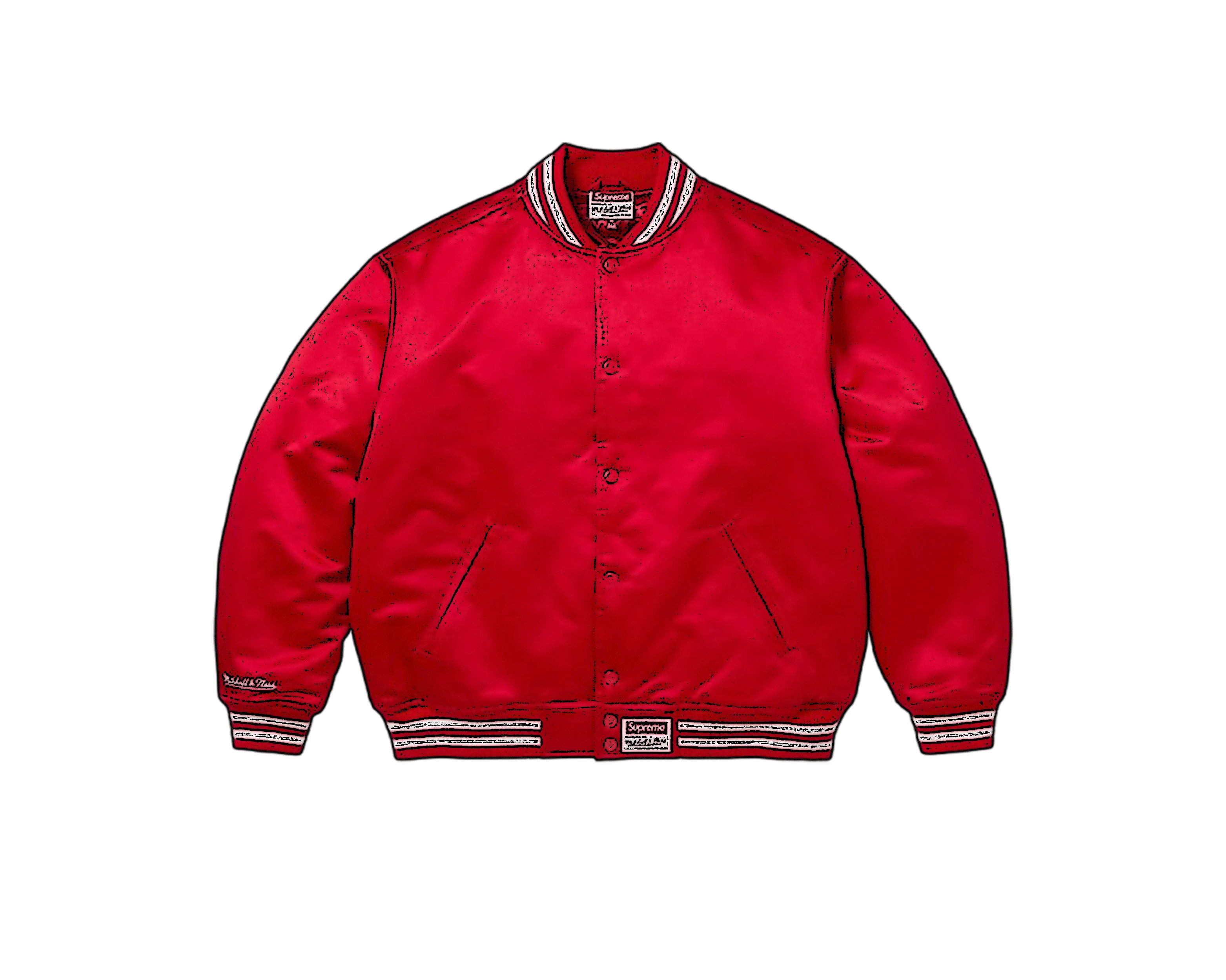CARRYME/Supreme × Mitchell & Ness Satin Varsity Jacket Red